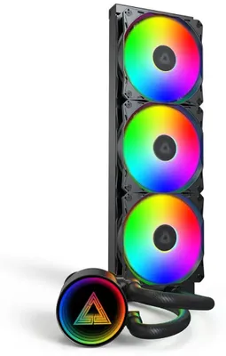 Produktbild von Montech LightFlow ARGB 360, All-in-One-Flüssigkeitskühler, 12 cm, 129,5 m³/h, Schwarz