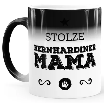 Produktbild von Zaubertasse Farbwechsel Tasse Stolze Bernhardiner Mama Besitzerin Hundemama Hundebesitzer Hundeliebhaberin Dog MoonWorks® weiß Magic-Tasse