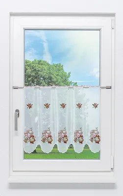 Produktbild von Scheibengardine Plauener Spitze -  Pilz  (Bx H) 97.80cm * 50cm Braun/braun-grün