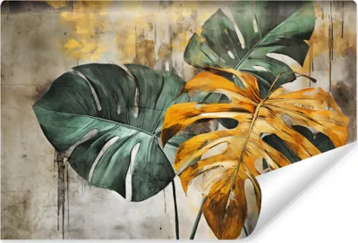 Produktbild von Muralo Vlies Fototapete MONSTERA BLÄTTER Tropische Pflanzen Beton Abstraktion Br. 270cm x Hö. 180cm