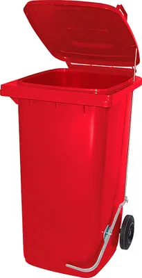 Produktbild von BRB 80 Liter Mülltonne/Müllgroßbehälter, rot, mit Fußpedal für handfreie Bedienung