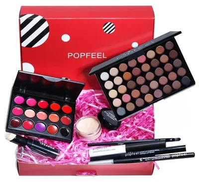 Produktbild von Make-up Set für Damen, Gesicht Augen Lippen, Lidschatten Palette, Lippenstift, Mascara, Concealer, Pinsel Set 8 Teile