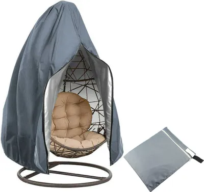 Zdjęcie produktu dla 190x115cm Pokrowiec na wiszące krzesło Zewnętrzny wodoodporny pokrowiec na meble ogrodowe na wiszące krzesło z ramą Wisząca huśtawka Wiszący kosz, Kolor: Szary