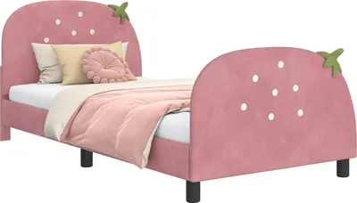 Produktbild von Kinderbettgestell mit Kopfteil Rosa 80 x 200 cm Samt