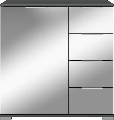 Produktbild von Schlafzimmer Kommode in graphit mit Spiegelfront ELSTRA-43, B/H/T ca. 81/83/41 cm