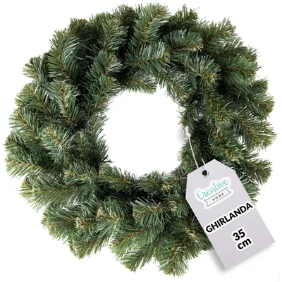 Immagine prodotto di Creative Home Ghirlanda Natalizia Artificiale, Avvento non Addobbata | Ghirlanda Rotonda ∅35 cm | per Porta, Camino | Decorazioni per la Casa
