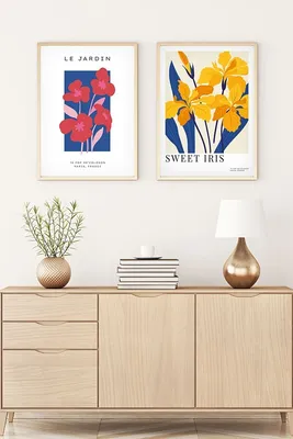 Produktbild von Wallity, Dekoratives Gerahmtes MDF Gemälde (2 Stück), 50 x 70 cm | 100% MDF (3 mm), Rahmen: 100% MASSIVHOLZ (2,5 cm) | Stilvolle Wanddekoration für jedes Zuhause.