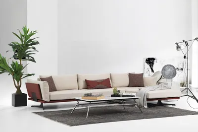 Image de Canapé d'angle en L 3 places Beige Tissu moderne Ensemble de canapés d'angle