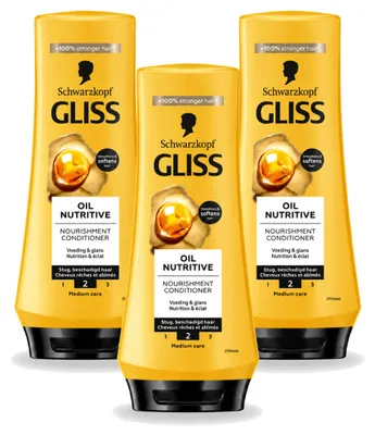 Produktbild von 3 x Schwarzkopf Gliss Hair Repair Oil Nutritive Conditioner - 200 ml - Vorteilspackung - 3 Stücke