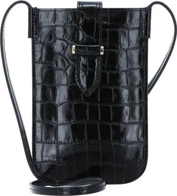 Image de DECADENT Cuir sac pour téléphone portable Fiona Mobile Bag Croco Black noir