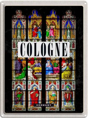 Produktbild von vianmo Blechschild 40x30 cm Köln Dom Geschichte Christus Zeichnung Deutschland