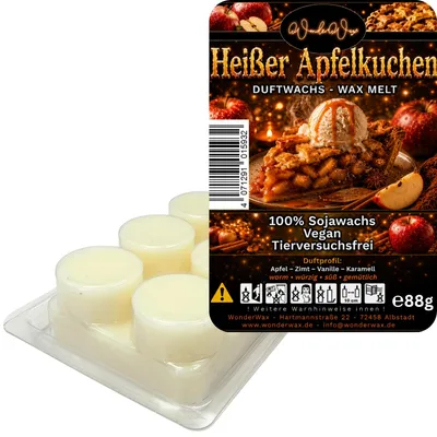 Produktbild von WonderWax Duftwachs Wax Melts für Duftlampe, 6 Kreise Duftmelt Wachsmelt Sojawachs Duftwachs Würfel für Raumdüfte, Wachs Duftöl Winter Indoor Schmelzen für Aromalampe Heißer Apfelkuchen