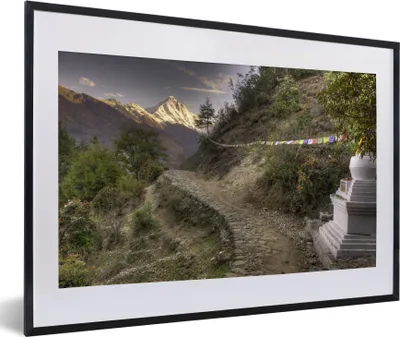 Produktbild von MuchoWow® MuchoWow® Gerahmtes Poster Sonnenaufgang am Mount Everest in Nepal 60x40 cm - Poster mit zchwarzem Bilderrahmen - Schlafzimmer - Plakat in Rahmen - Drucken