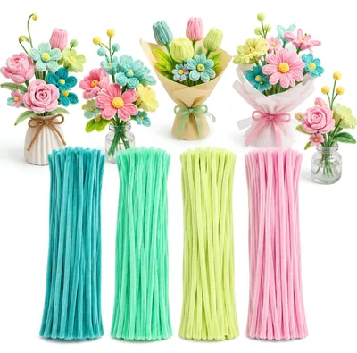 Pfeifenreiniger 400 Stück, 4 Macaron-Farben, 30 cm, Bastelset