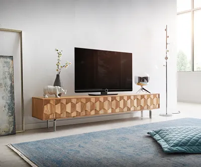 Produktbild von DELIFE Lowboard Fevo 200 cm Akazie Natur 4 Türen L-Fuß