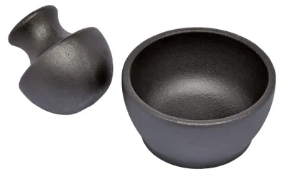 Mörser aus emailliertem Gusseisen, schwarz, 10 x 10 x 7,5 cm
