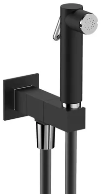 Produktbild von Wandventil mit Handbrause und Sicherheitssperre, eckig, schwarz matt