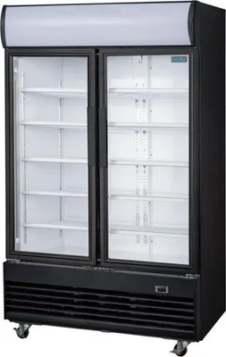 Produktbild von Polar G-Serie Kühlvitrine mit Schwenktür und Leuchtkasten 950Ltr Schwarz
