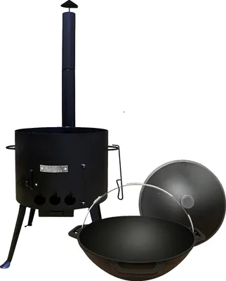 Produktbild von Utschak Set mit Rauchrohr Kasan 12L Gusseisen Deckel mit Henkel