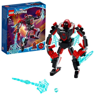 Image de LEGO 76171 Spider-Man Miles Morales Mech Set, figurine pour garçons et filles à partir de 7 ans, set de jeu Marvel Super Heroes