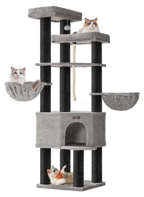 Immagine prodotto di Albero per gatti grande – Tiragraffi, grigio/nero – 55 x 55 x 186,7 cm