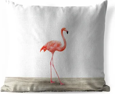 Produktbild von MuchoWow® Outdoor Kissen - Flamingo - Rosa - Vogel - Mädchen - Jungen - Kind - 60x60 cm - Wetterfest - Lounge Kissen - Dekoration - Schlaf Kissen