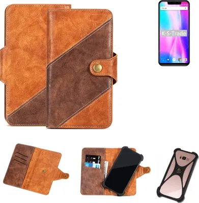Produktbild von K-S-Trade Handy-Hülle Schutz-Hülle Bookstyle Case Wallet-Case kompatibel mit Vernee M7 2018 Handy Cover Bumper Kantenschutz Smartphone dunkelbraun