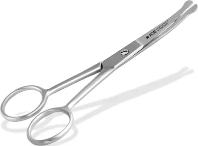 Produktbild von Hundeschere – gebogene, mehrzweckschere für Beine und Fell – Edelstahl – 11,5 cm