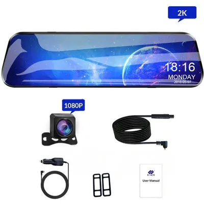 Immagine prodotto di Camera Auto Tip Oglinda E-ACE A38, Dubla, 12" Inch, 2K, IPS, Touch Screen, 1440P, Night Vision, PIP