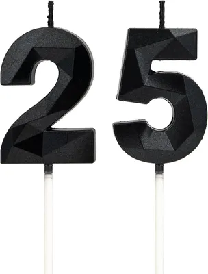 Obrázok produktu pre Číslo 25, čierne sviečky na tortu