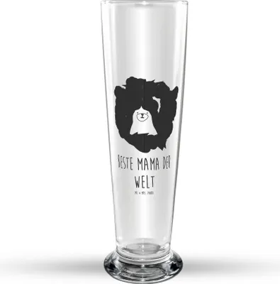 Produktbild von Mr. & Mrs. Panda Bierglas Bär Königin - Transparent - Geschenk, Lieblingsmensch, Mutti, Weißbierglas, Weizen Glas, Weizenbier, Teddy, Mutter, Mr Mrs Weizenglas, Bier, Mom