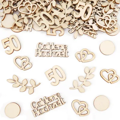 Productafbeelding van Houten confetti in de vorm van hartjes - strooidecoratie voor tafeldecoratie - 2,5-5,5 cm - 100 stuks