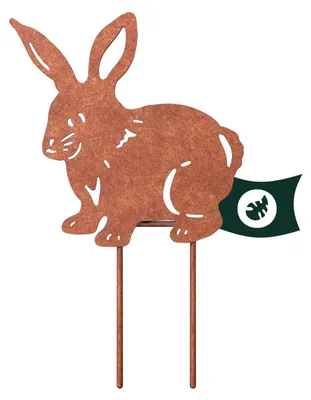 Image de Décoration de jardin sur le thème du lapin – Décoration de jardin sur le thème du lapin – Poteaux décoratifs de jardin sur le thème du lapin, couleur rouille – Décoration de Pâques en fer avec patine rouillée – Décoration de jardin rouillée – Décoration rouillée pour le jardin, le balcon et la terrasse