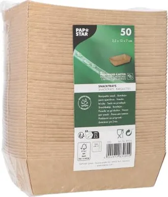 Produktbild von Snacktrays, Pappe "pure" 3,5 cm x 7 cm x 12 cm braun
