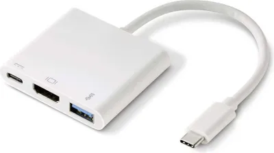 Produktbild von Renkforce RF-4366444 Adapter [1x USB-C® Stecker - 1x HDMI-Buchse, USB 3.2 Gen 1 Buchse A (USB 3.0), USB-C® Buchse] Weiß
