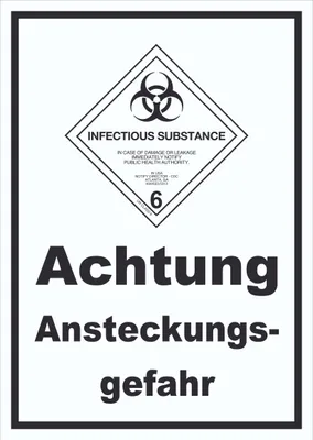 Produktbild von Schild Ansteckungsgefahr Infectious Substance hochkant A4 Rückseite selbstklebend
