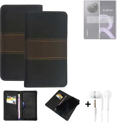 Produktbild von K-S-Trade Handyhülle + Kopfhörer kompatibel mit Lava Agni 2 Schutzhülle Walletcase Bookstyle Tasche Schutz Case Hülle Wallet Cover Kunstleder