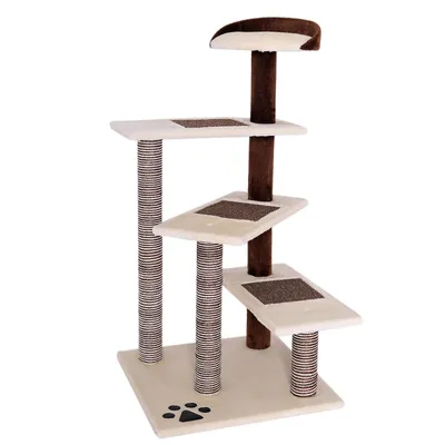 Produktbild von lionto Katzenkratzbaum 100 cm, platzsparender Kratzbaum mit mehreren Ebenen & Sisalzonen zur Krallenpflege, beige/braun