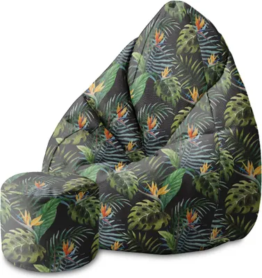 Produktbild von Dreamroots Bean Bag 80x80x120cm Sitzsack mit Lehne und Hocker und Bezug Sitzsack mit Füllung Sitzsack Erwachsene mit Füllung Watercolor on Black
