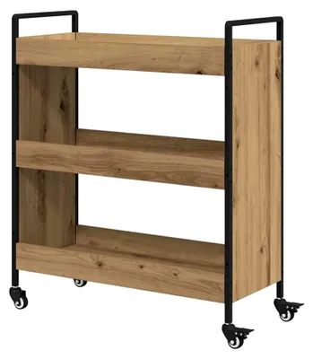Produktbild von Küchenspeichertrolley aus Metall und Holz - Großer Stauraum für Geschirr und Dekoration