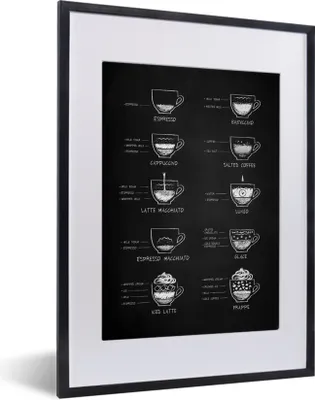 Produktbild von MuchoWow® Gerahmtes Poster Kaffee - Küche - Milch 30x40 cm - Poster mit Schwarzem Bilderrahmen Wandposter Rahmen Foto Bilder - Wandposter Schlafzimmer
