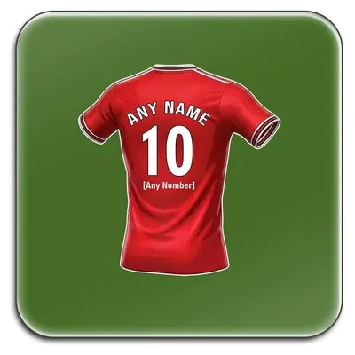 Productafbeelding van Gepersonaliseerde Onderzetters Set van 4 met Voetbalshirtontwerp