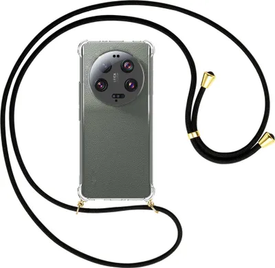 Produktbild von Handykette Backcover-Schutzhülle mit Band (Metall goldfarben) für Xiaomi 13 Ultra (6.73'') - schwarz