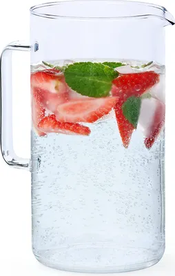 Zdjęcie produktu dla Szklana karafka Wessper, szklany dzbanek, karafka na wodę, dzbanek na mrożoną herbatę, dzbanek na sok o pojemności ok. 3 litrów wykonany z żaroodpornego szkła borokrzemowego do domowych napojów