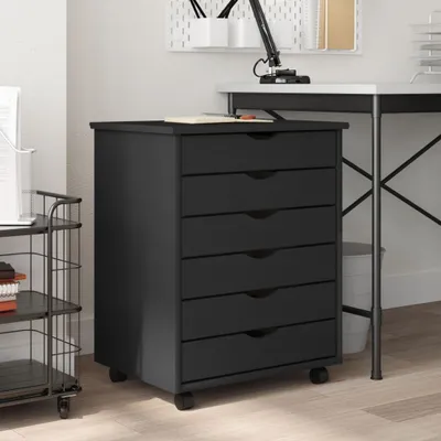Image de Vitrine design Armoire à roulettes avec tiroirs MOSS Gris Pin massif - Commodes 2025 Neu5948959 1parcel