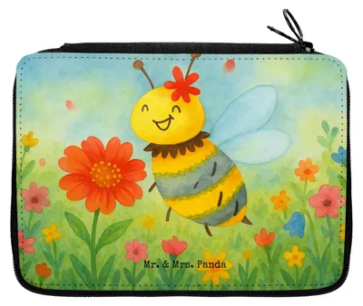 Produktbild von Mr. & Mrs. Panda Federmäppchen Biene Blume Design - Weiß - Geschenk, Federtasche, Bleistiftetui, Etui, Federmappe, Mäppchen