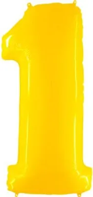 Obrázek produktu pro Nafukovací balónek číslo 1 žlutý 102cm extra velký