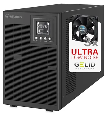 Imagen del producto de Atlantis UPS, sistema de alimentación ininterrumpida (SAI) A03-OP3002XLN, 3000VA, 2100W, doble conversión en línea, onda sinusoidal pura, tipo torre, con puertos USB y RS232, 4 tomas IEC y 6 baterías de 12V-9Ah