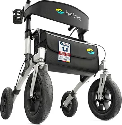 Produktbild von Rollator mit Pannensicheren Vollgummireifen für Draußen - Faltbarer Aluminium Outdoor-Rollator mit Sitz - Maximale Mobilität & Komfort im Außenbereich