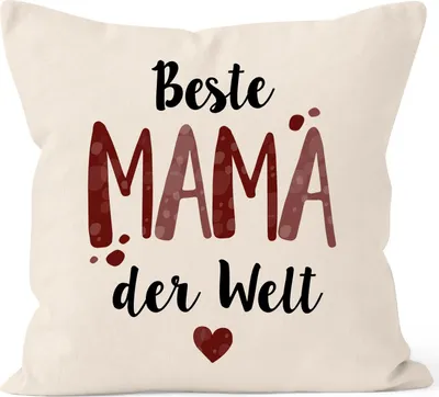 Produktbild von Kissen-Bezug Beste Mama/Bester Papa der Welt Herz Geschenk für Eltern Vater Mutter Muttertag Vatertag Moonworks® Mama 1 natur unisize
